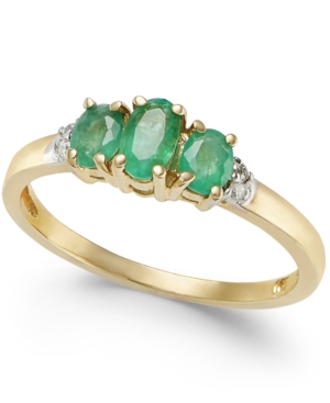 image of Emerald (3/4 ct. t.w.) & Diamond Accent Ring in 14k Gold