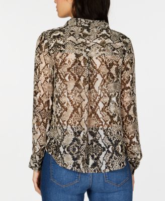 INC International Concepts I.N.C. Petite Twisted Snake-Embossed Top, Created for Macy's