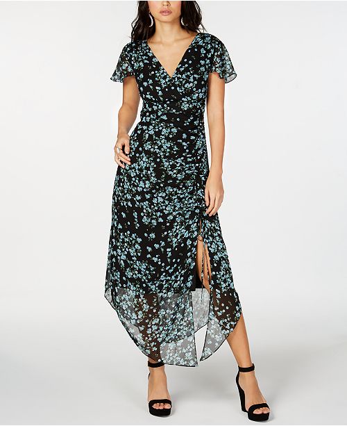 INC International Concepts I.N.C. Flutter-Sleeve Ruched Maxi Dress, Created for Macy's 