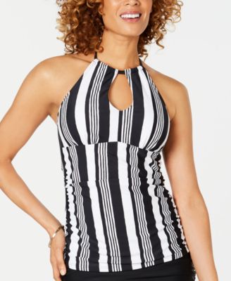 Island Escape - Paloma Striped High-Neck Halter Tankini Top