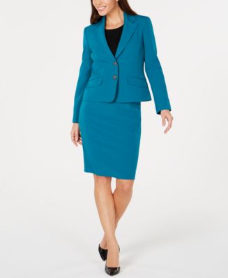 Le Suit Seamed-Blazer Skirt Suit - Macy's