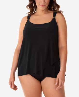 Miraclesuit Plus Size Draped Tankini Top Bikini Bottoms In Black