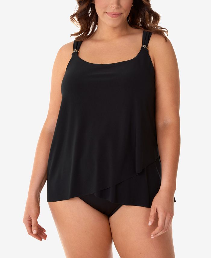 Miraclesuit Plus Size Draped Tankini Top & Bikini Bottoms - Macy's