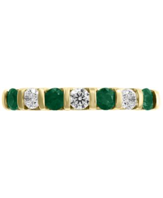 EFFY&reg; Emerald (3/8 ct. t.w.) & Diamond (1/4 ct. t.w.) Band in 14k Gold 