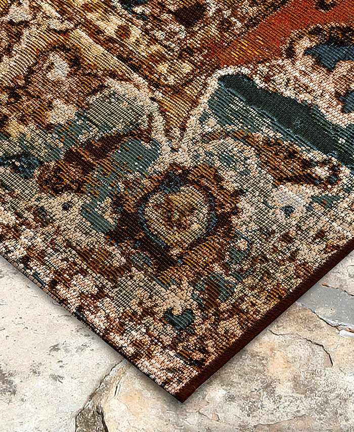 Liora Manne' Marina 8044 Kashan Amber 1'11" x 7'6" Indoor/Outdoor