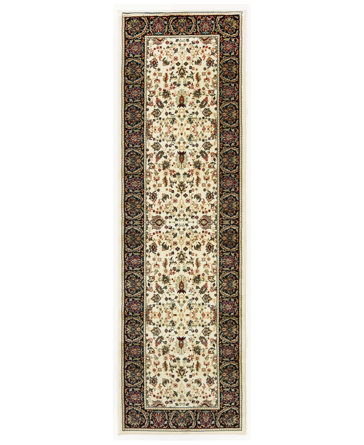 Oriental Weavers Closeout!  Kashan 108x Ivory/black 2'3" X 7'6" Runner Area Rug In Ivory,black