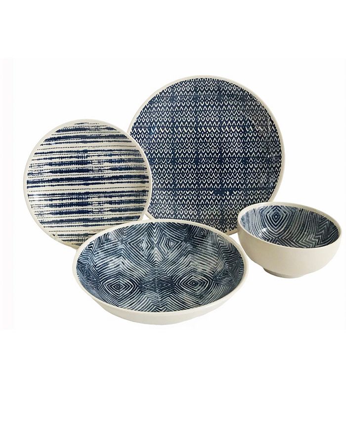 Baum Blue and White 16 Piece Dinnerware Set & Reviews Dinnerware