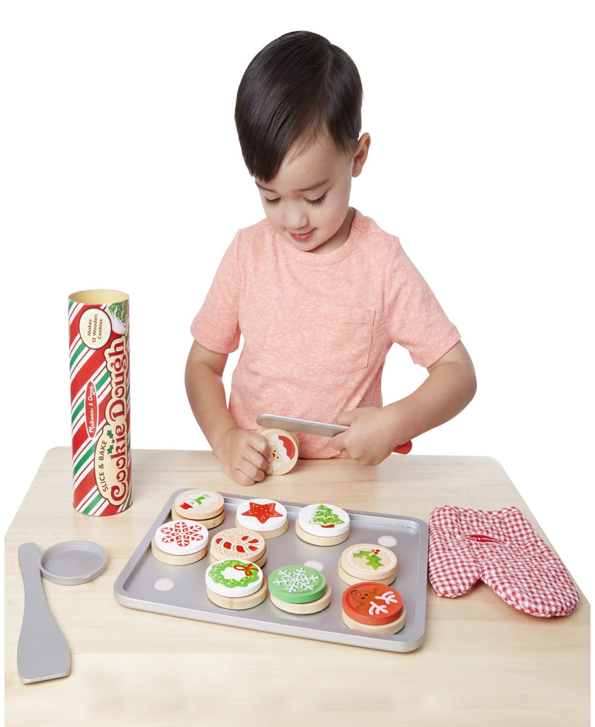 Melissa & Doug Kids'  Slice And Bake Wooden Christmas Cookie Play Food Set In Multi