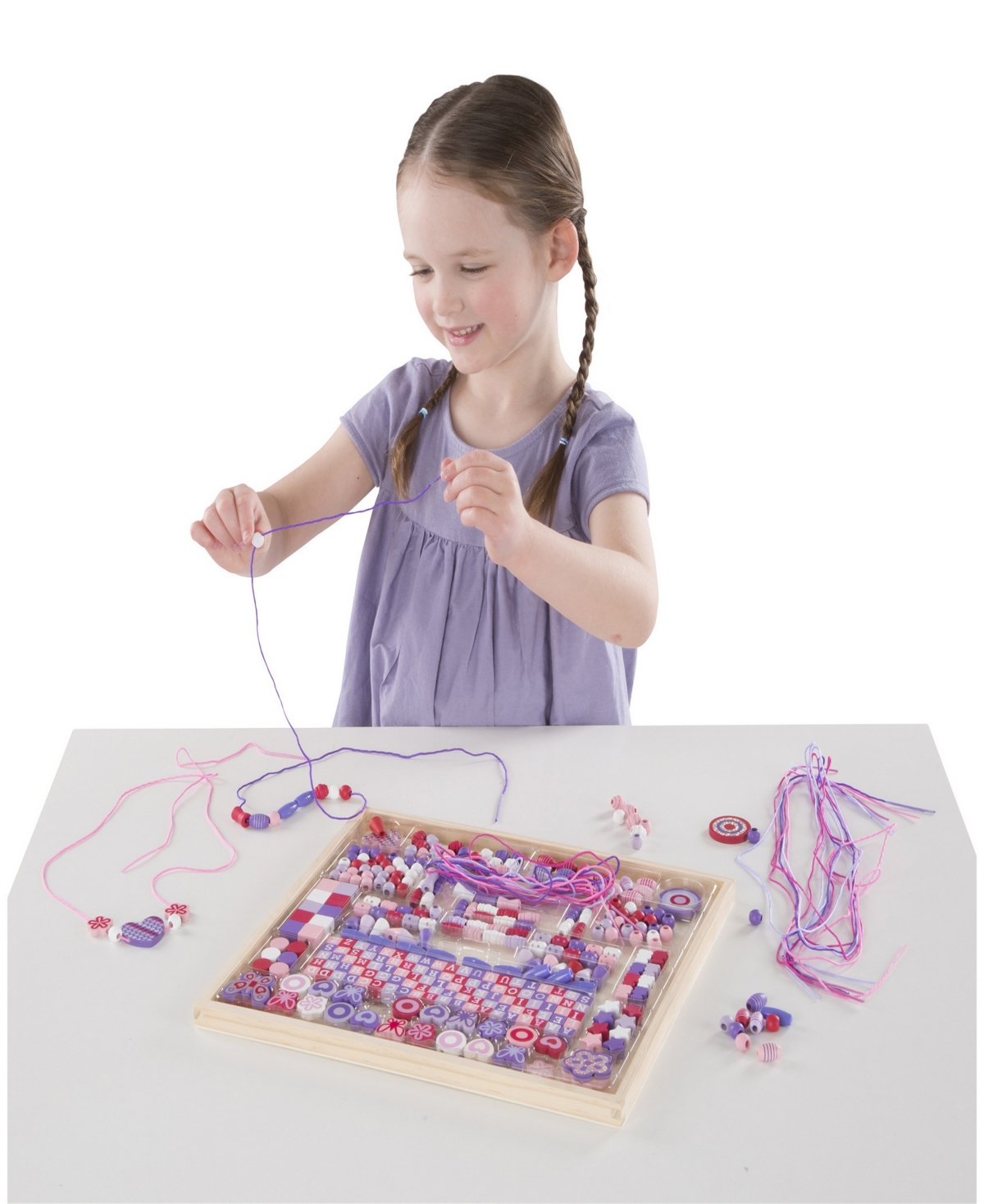 Melissa & Doug Deluxe Collection Wooden Bead Set With 340+ Beads For Jewelry-making In Multi