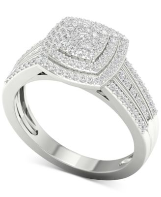 Diamond Cluster Ring (1/2 ct. t.w.) in Sterling Silver