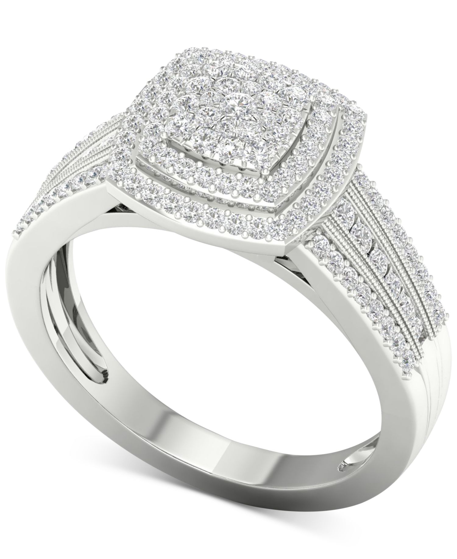 Diamond Cluster Ring (1/2 ct. t.w.) in Sterling Silver