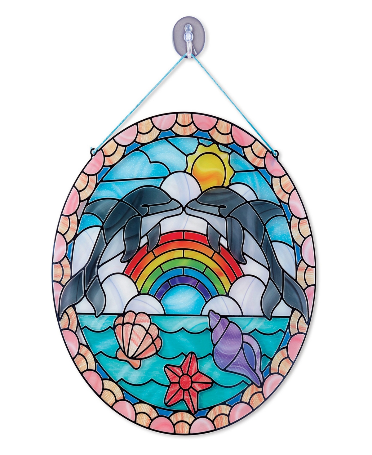 Melissa & Doug Stained Glass Made Easy Craft Kit: Dolphins - 180+ Stickers - Multi