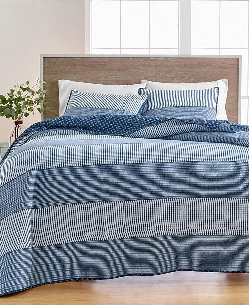 Martha Stewart Collection Nautical Stripe Twin Quilt Created For