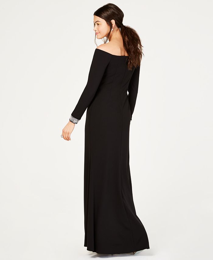 Vince Camuto Long-Sleeve Off-The-Shoulder Gown - Macy's