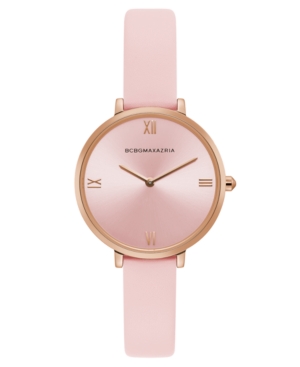 image of Bcbgmaxazria Ladies Pink Strap Watch with Rose Gold Dial, 34mm