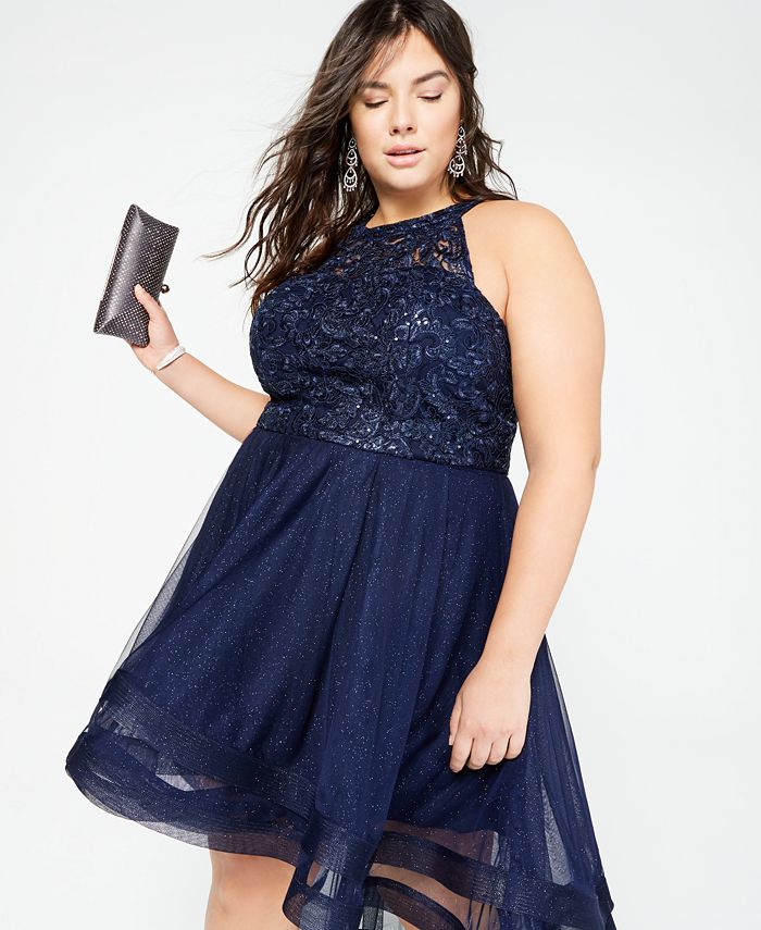Say Yes to the Prom Trendy Plus Size Embellished High-Low Dress ...