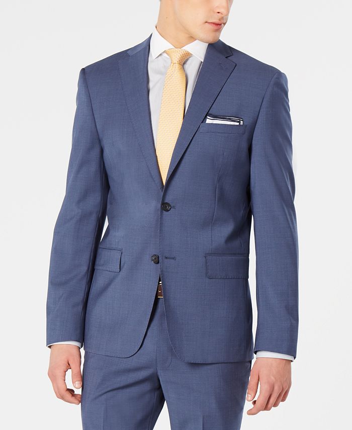 DKNY Men's Modern-Fit Stretch Blue Mini-Check Suit Jacket - Macy's