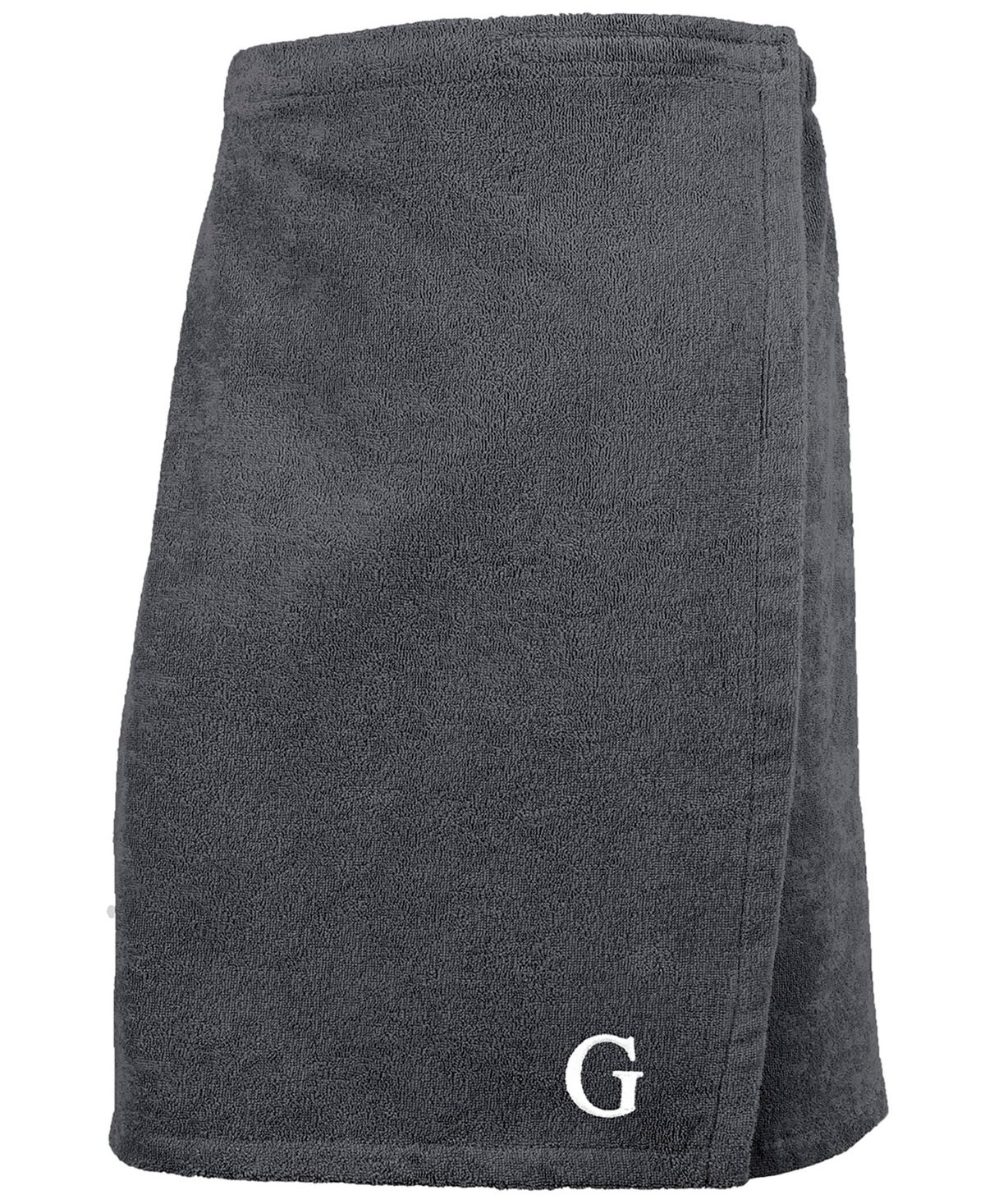 Linum Home 100% Turkish Cotton Terry Personalized Mens Bath Wrap - Dark Grey Bedding