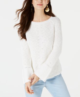 Style Co Cotton Bell-Sleeve Sweater Deep Black L並行輸入品　送料無料 Style \u0026 Co. | Tops | Fitted White Cotton Button Up Blouse W Waist