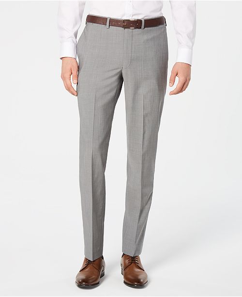 Dkny Men S Modern Fit Stretch Light Gray Suit Pants Reviews