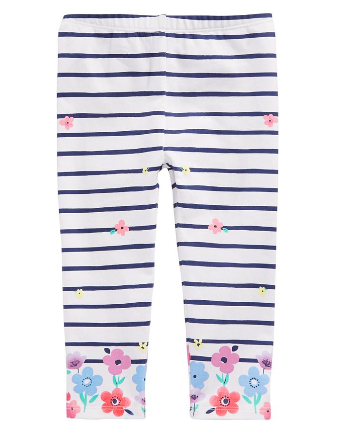 First Impressions Baby Girls Stripe & Flower Leggings, Created for Macy ...