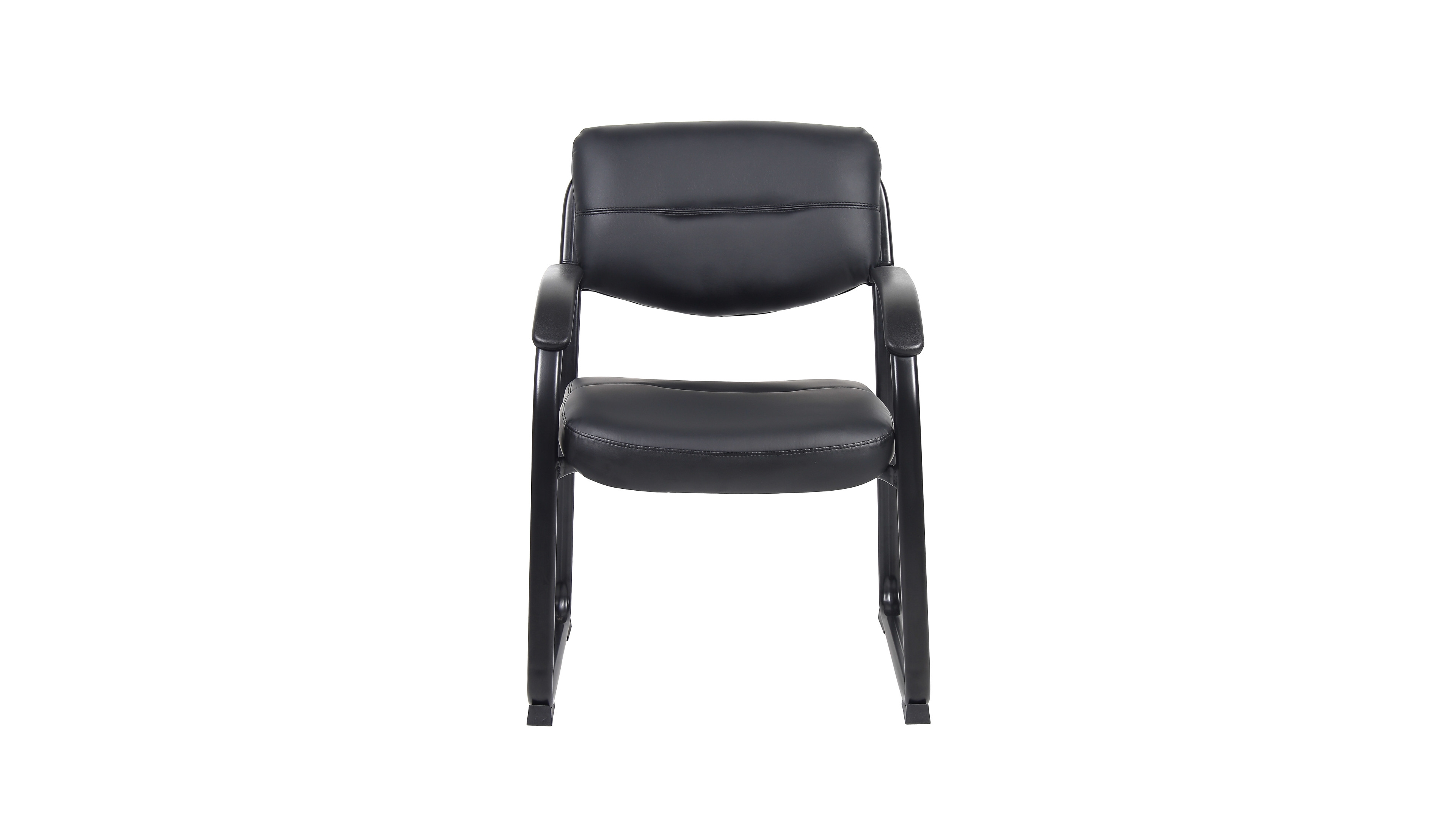 Boss Office Products Leather Sled Base Side Chair W/ Arms