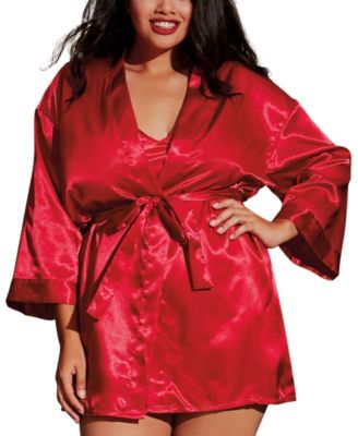 plus size red satin robe