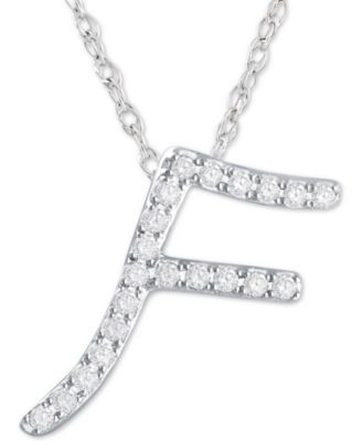 Macy's - Diamond Initial Pendant Necklace (1/10 ct. t.w.) in Sterling Silver, 16" + 2" Extender
