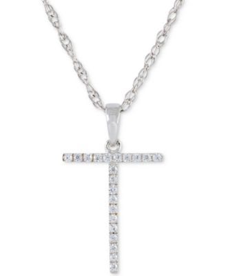 Diamond (1/10 ct. t.w.) Initial Pendant Necklace in 10k White Gold, 16" + 2" extender
