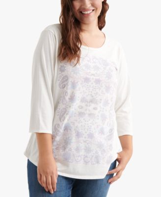 macys plus size lucky brand tops