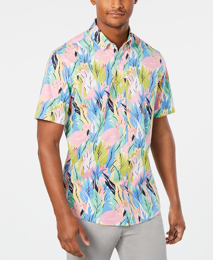 Club Room Men's Hayden Flamingo Graphic Shirt, Created for Macy's - Macy's