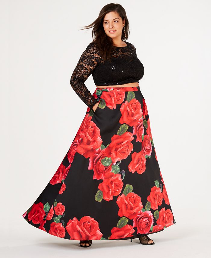 B Darlin Trendy Plus Size 2 Pc. Floral Print Gown Macy s