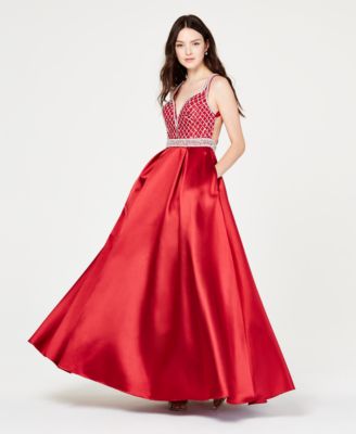 macy's formal red dresses
