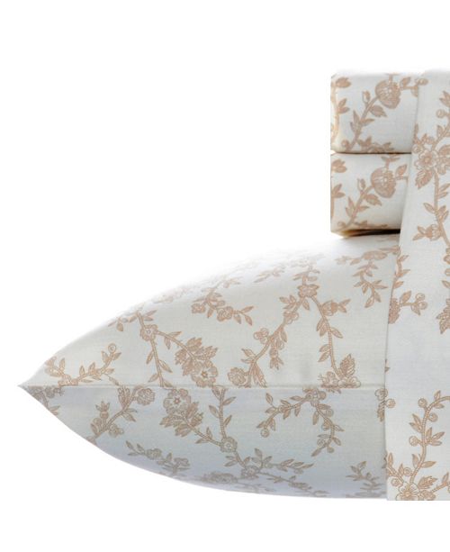 Laura Ashley Victoria Beige Queen Flannel Sheet Set & Reviews - Sheets & Pillowcases - Bed ...