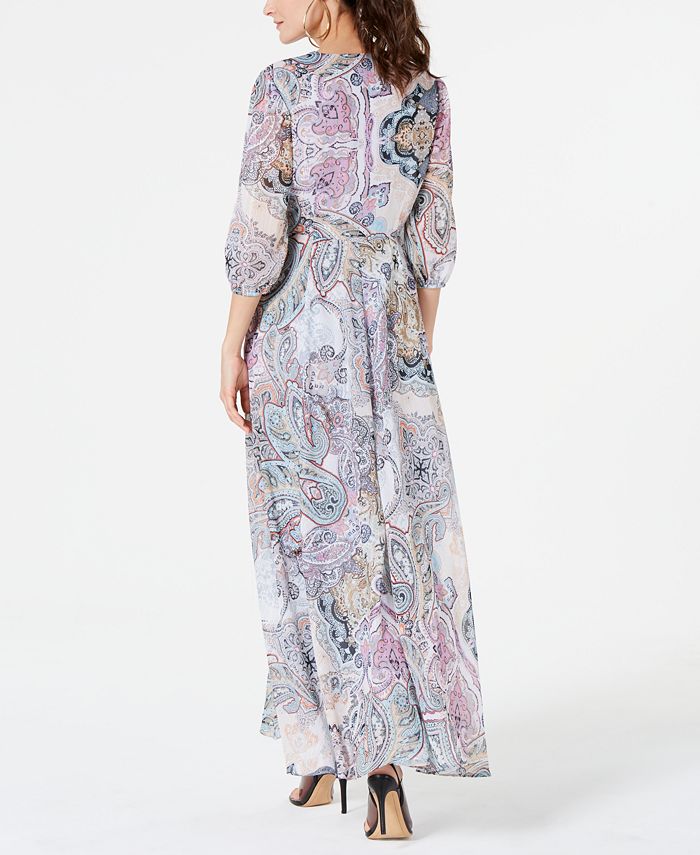 INC International Concepts I.N.C. Woven Long-Sleeve Paisley Maxi Dress ...