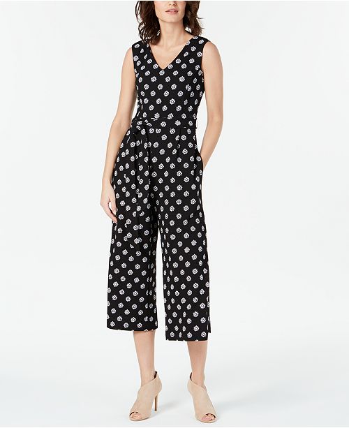 Calvin Klein Printed Cropped Sleeveless Jumpsuit & Reviews Pants & Leggings Women Macy's