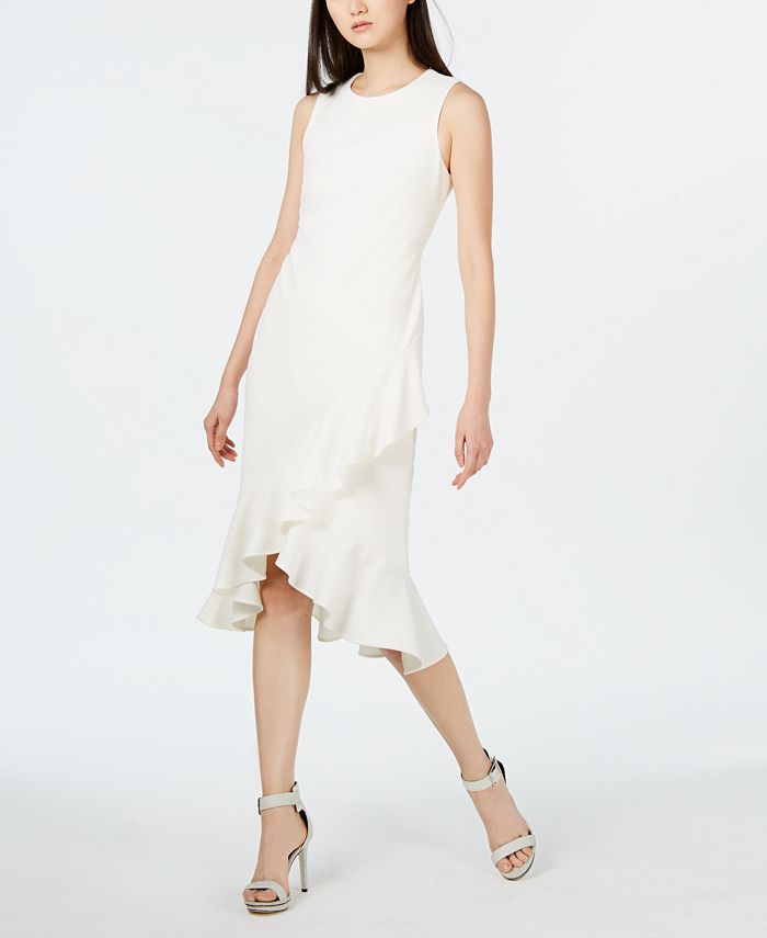Calvin Klein Sleeveless Ruffled Wrap-Hem Dress - Macy's