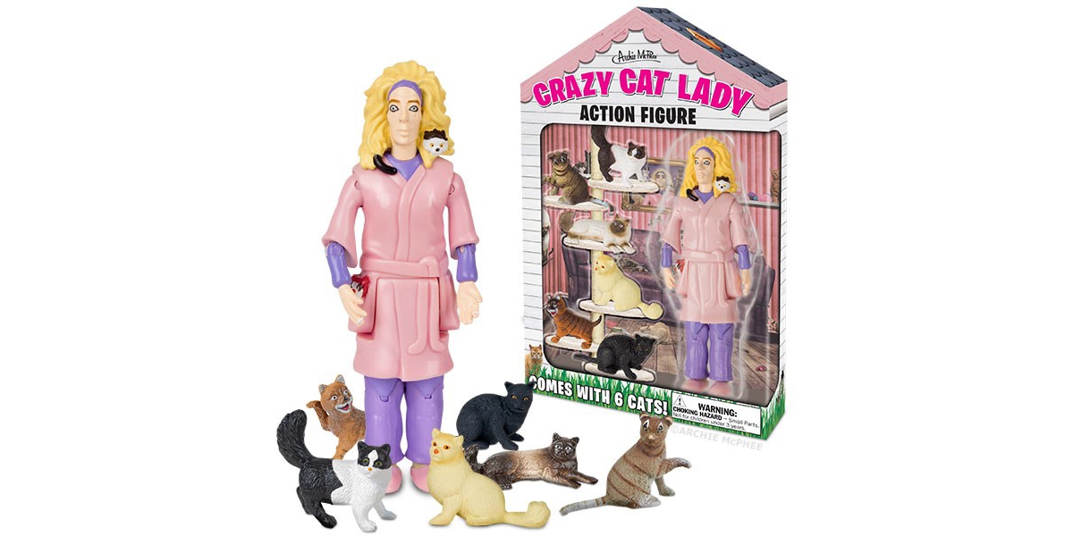 Shop Flat River Group Crazy Cat Lady Action Figure Set In Multi