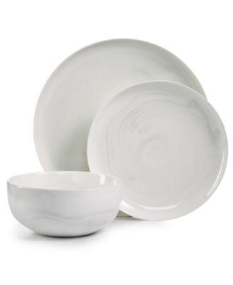 grey and white plate set