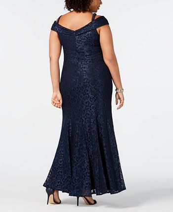R & M Richards Plus Size Off-The-Shoulder Lace Gown & Reviews - Dresses ...