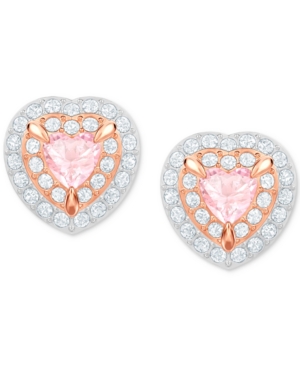 image of Swarovski Two-Tone Crystal Heart Stud Earrings