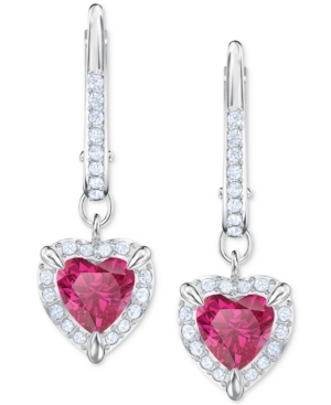 image of Swarovski Silver-Tone Crystal Heart Drop Earrings