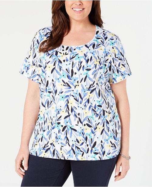 Karen Scott Plus Size Printed T-Shirt, Created for Macy's & Reviews ...