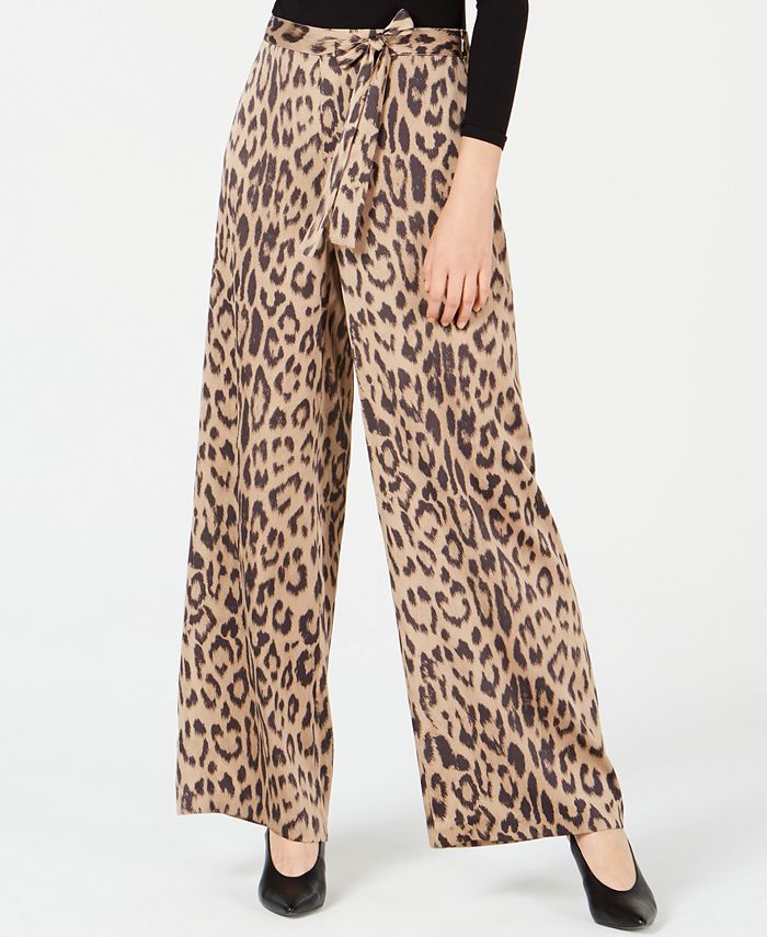 Bar III Leopard-Print Wide-Leg Pants, Created for Macy's - Macy's