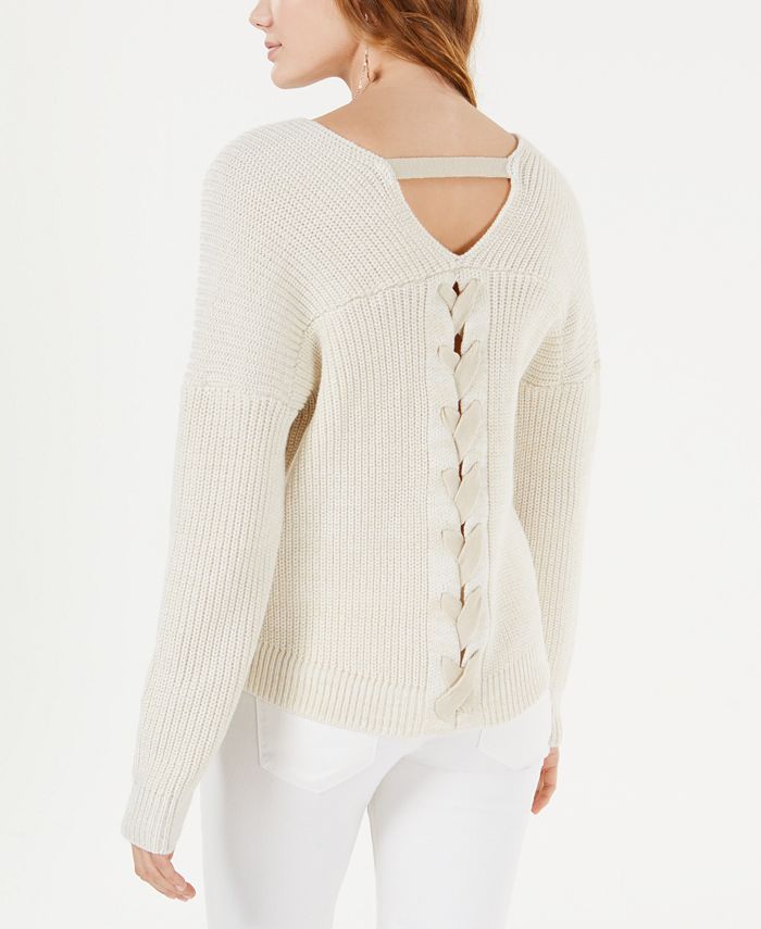 American Rag Juniors' Lace-Up Sweater, Created for Macy's - Macy's