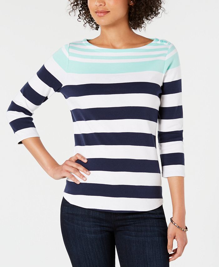 Charter Club Cotton Striped Top, Created for Macy's - Macy's