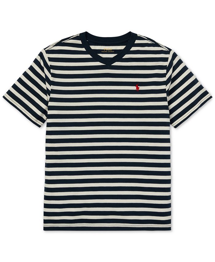 Polo Ralph Lauren Big Boys Striped V-Neck T-Shirt - Macy's