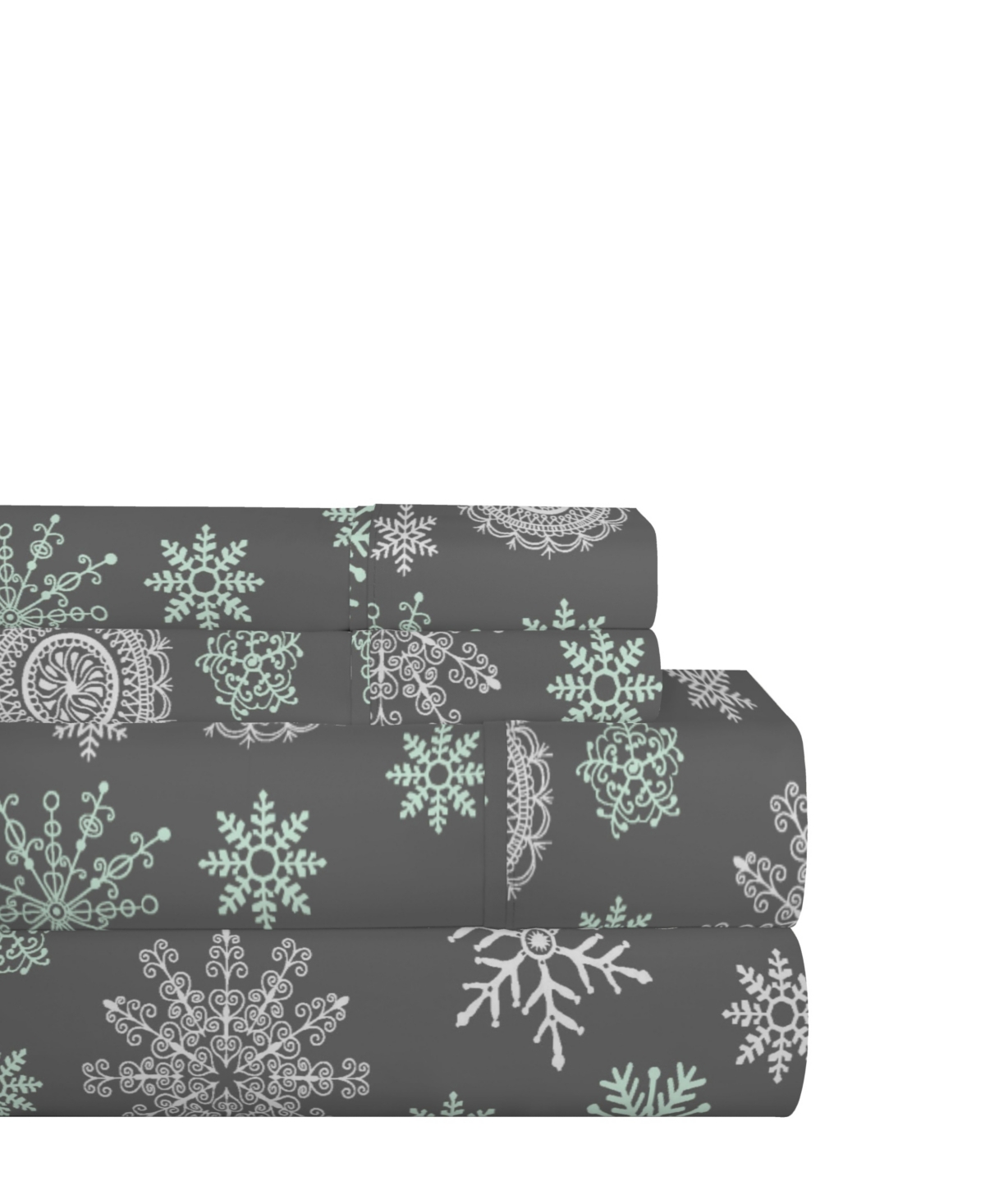 Celeste Home Luxury Weight Printed Cotton Flannel Sheet Set, Full In Snowflakes