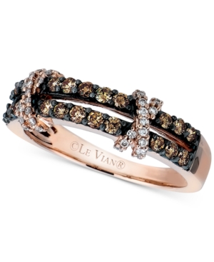 image of Le Vian Diamond Double Shank Crisscross Ring (1/2 ct. t.w.) in 14k Rose Gold