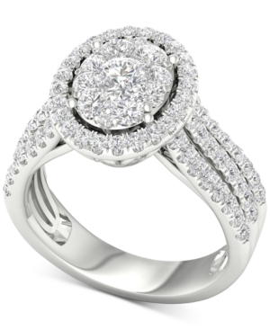 image of Diamond Oval Cluster Engagement Ring (1-1/2 ct. t.w.) in 14k White Gold